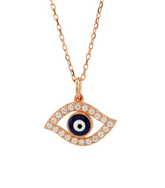 Traditional Design Evil Eye Rose Gold Colour 925 Sterling Silver Necklace studded with CZ
